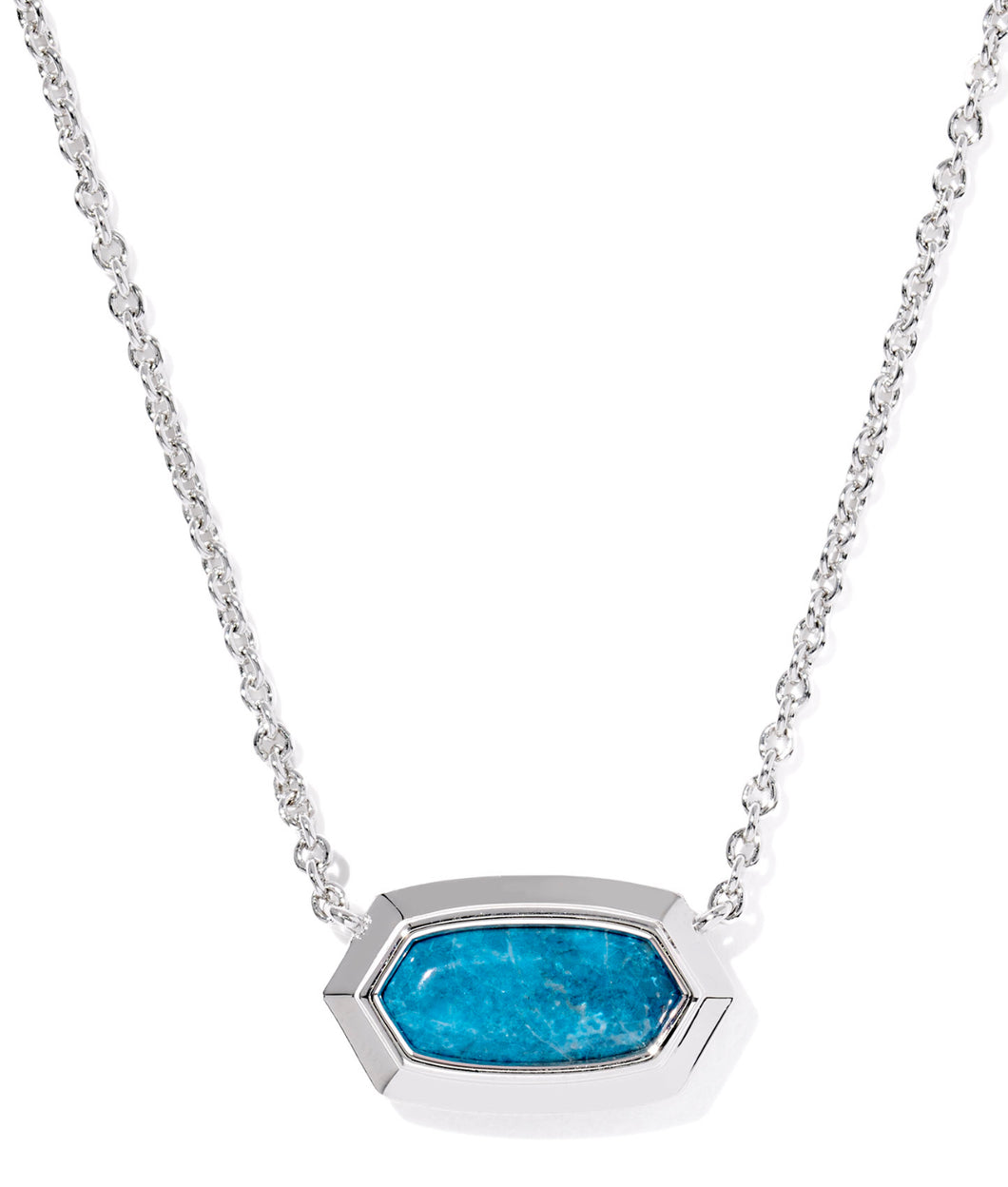 Kendra Scott Elisa Bezel Silver Pendant Necklace in Variegated Indigo Magnesite