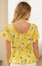 Load image into Gallery viewer, Swiss Dot Lemon Print Top
