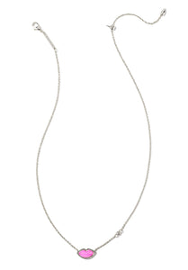 Kendra Scott Lips Silver Pendant Necklace in Hot Pink Mother of Pearl