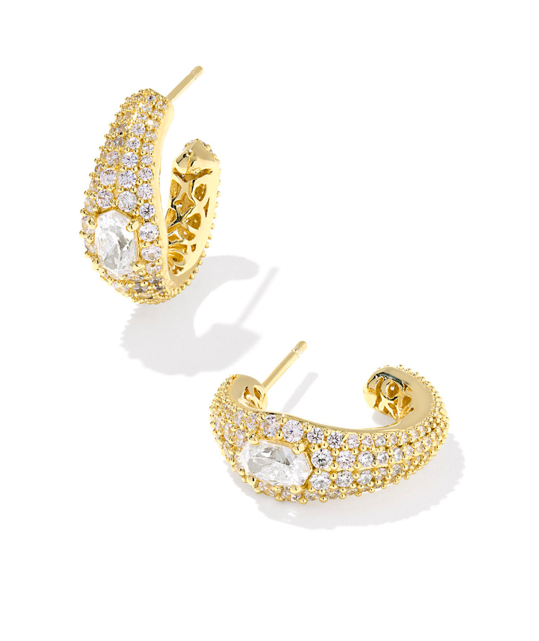 Kendra Scott Bella Gold Hoop Earring in White CZ