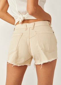Now or Never Denim Shorts in Ecru