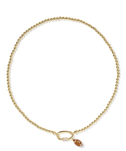 Football Metal Strand Necklace with White CZ
