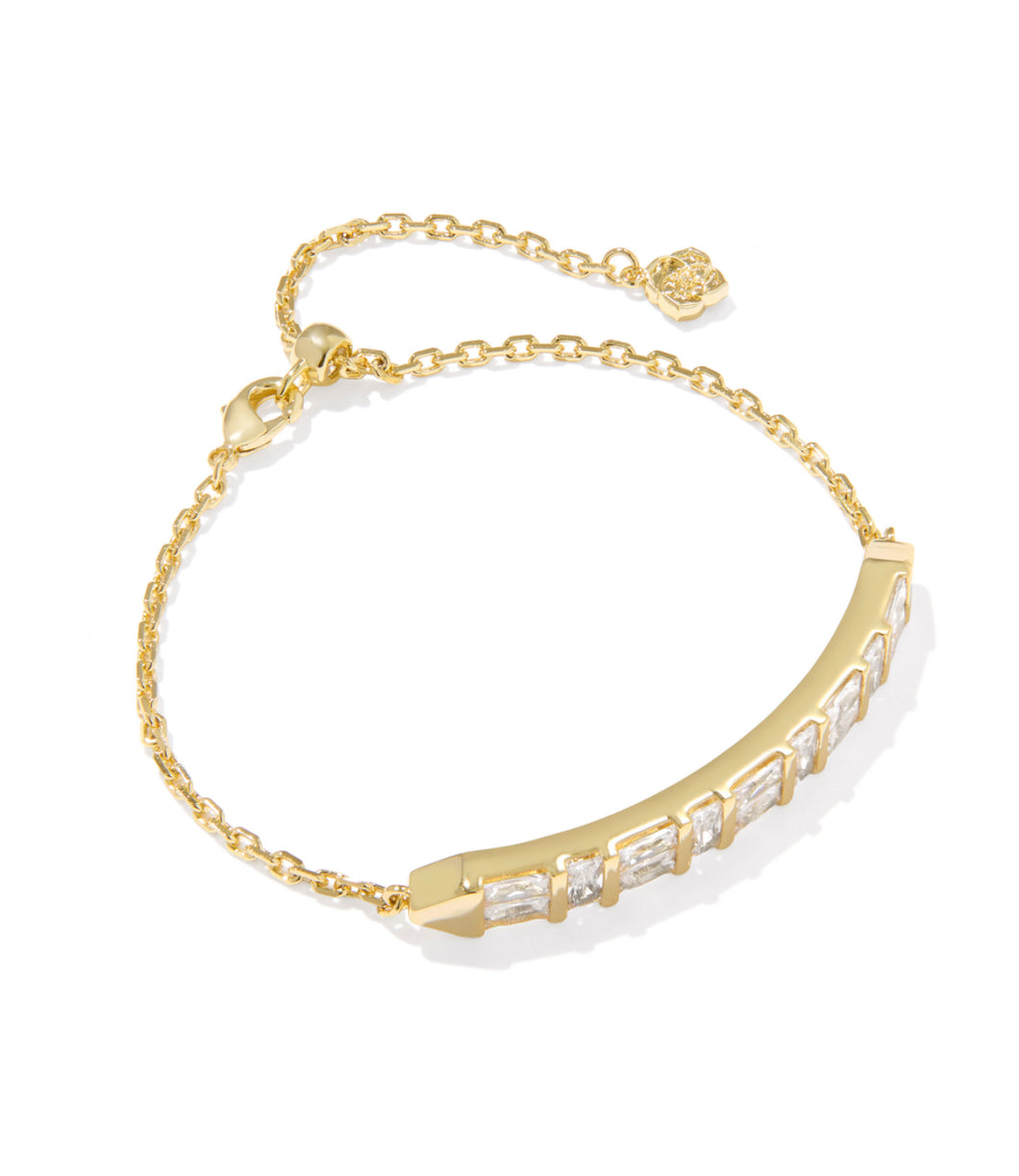 Kendra Scott Jamie Gold Delicate Chain Bracelet in White CZ