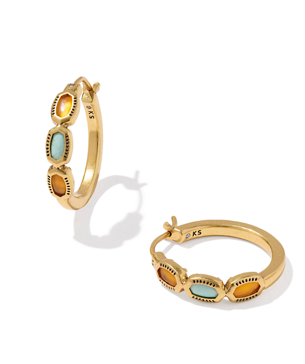 Kendra Scott Mini Elisa Vintage Gold Hoop Earring in Multi Mix