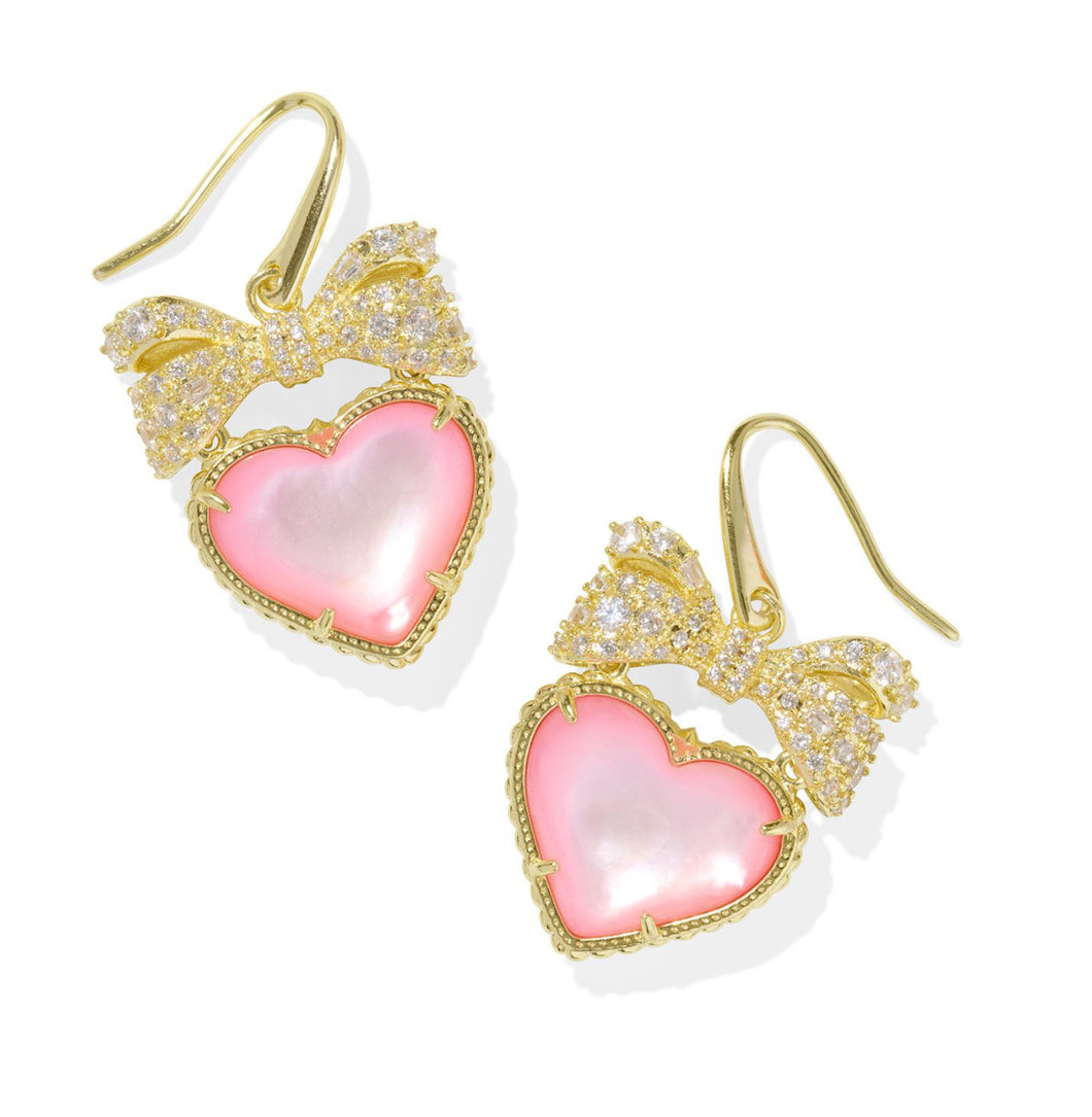 Kendra Scott Haisley Heart Gold Drop Earring in Blush Ivory Mother of Pearl