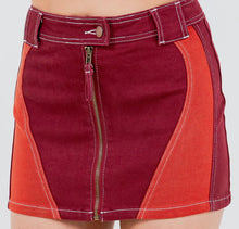 Load image into Gallery viewer, Patchwork Mini Skirt in Red Combo
