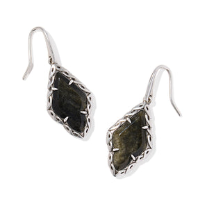 Kendra Scott Adeline Vintage Silver Drop Earring in Golden Obsidian