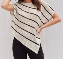 Load image into Gallery viewer, Striped Asymmetrical Tunic Top in Natural/Brown

