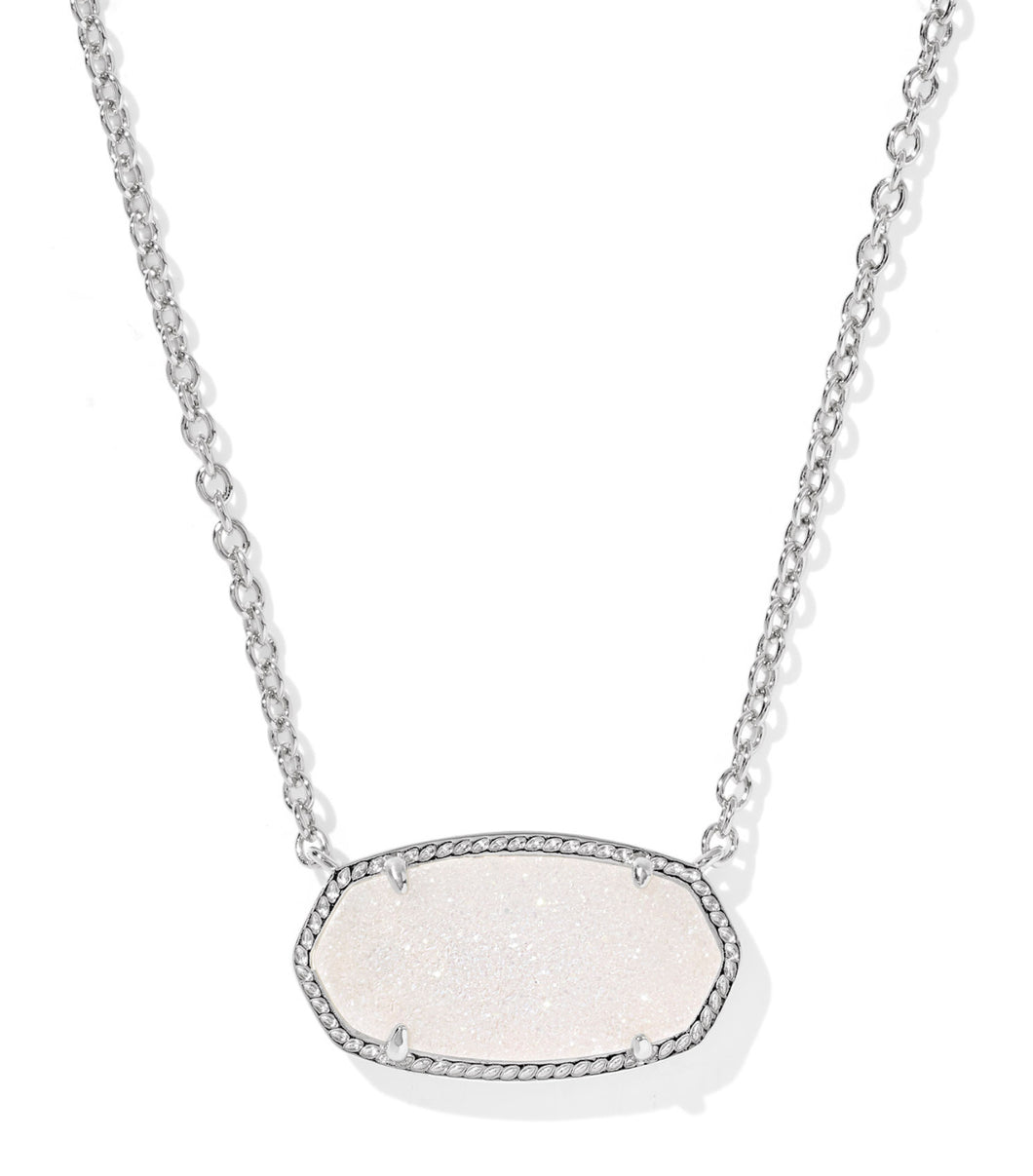 Kendra Scott Elisa Statement Silver Pendant Necklace in Iridescent Drusy