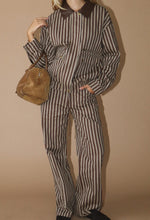 Load image into Gallery viewer, Striped High Waist Trouser in Brown
