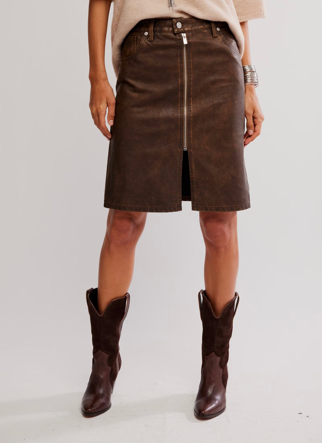 Sycamore Vegan Midi Skirt in Rusty