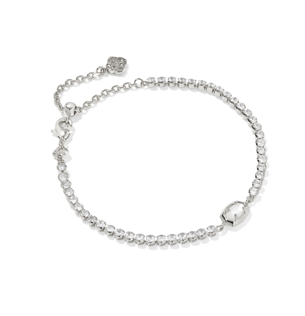 Kendra Scott Emilie Silver Tennis Bracelet in Ivory Mother of Pearl