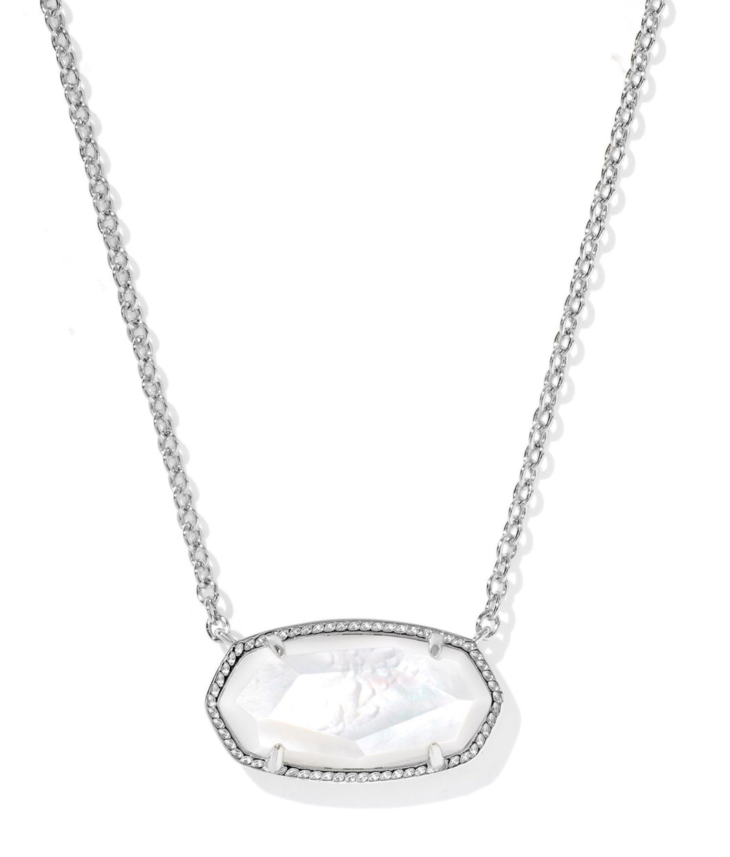 Kendra Scott Elisa Statement Silver Pendant Necklace in Ivory Mother of Pearl