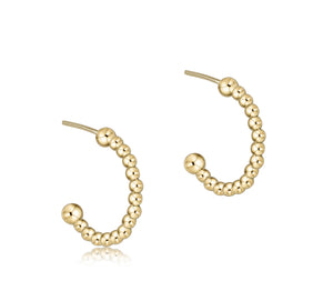 Beaded Classic 1.25” Post Hoop - 2mm Gold