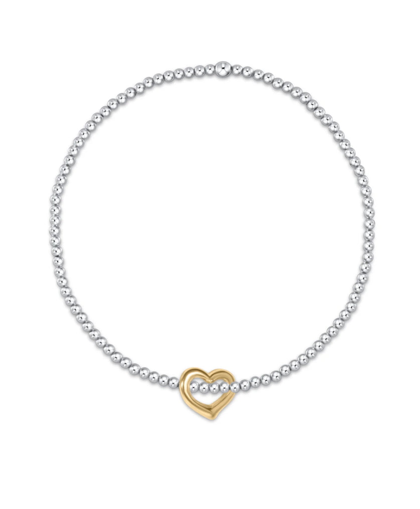 Classic Sterling Mixed Metal 2.5mm Bead Bracelet - Love Charm Gold