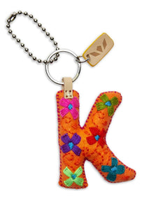 Orange Felt Initial Charm