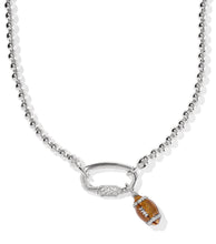 Load image into Gallery viewer, Football Metal Strand Necklace with White CZ
