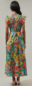 Lanai Tropics Smocked Midi Dress