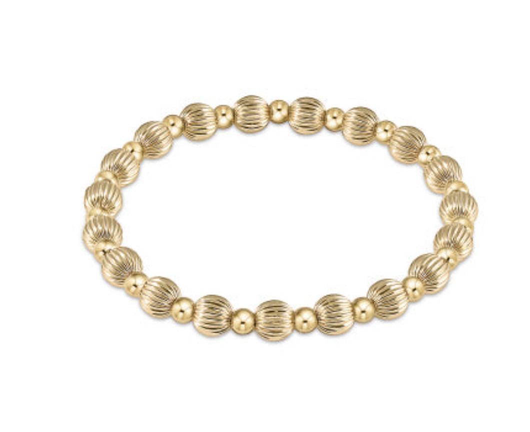 Dignity Grateful Pattern 6mm Bead Bracelet - Gold - Extends
