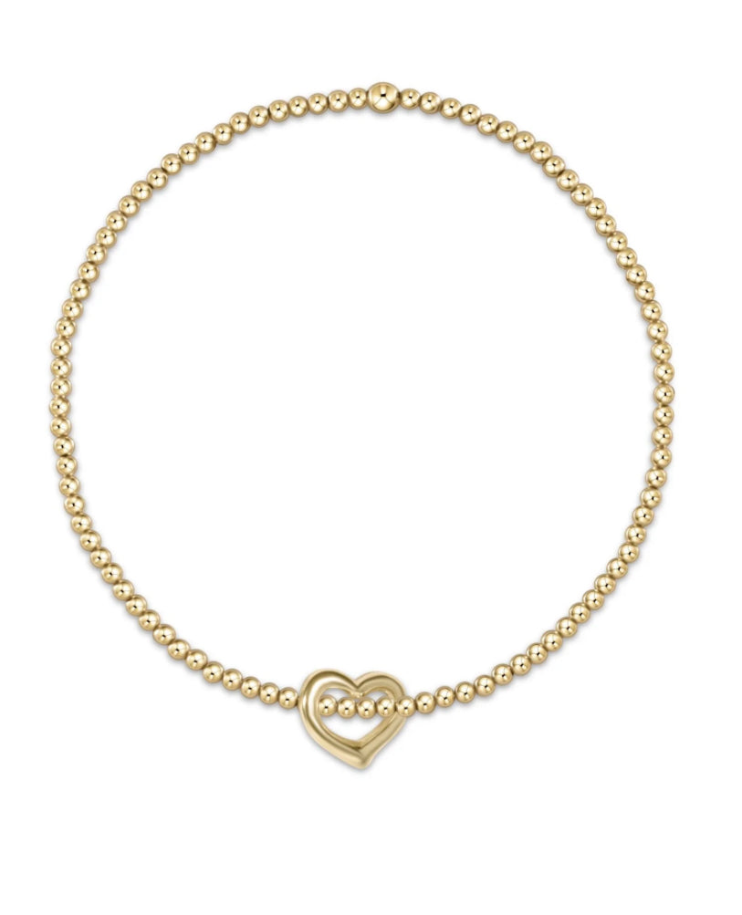 EGIRL Classic Gold 2mm Bead Bracelet - Love Small Gold Charm