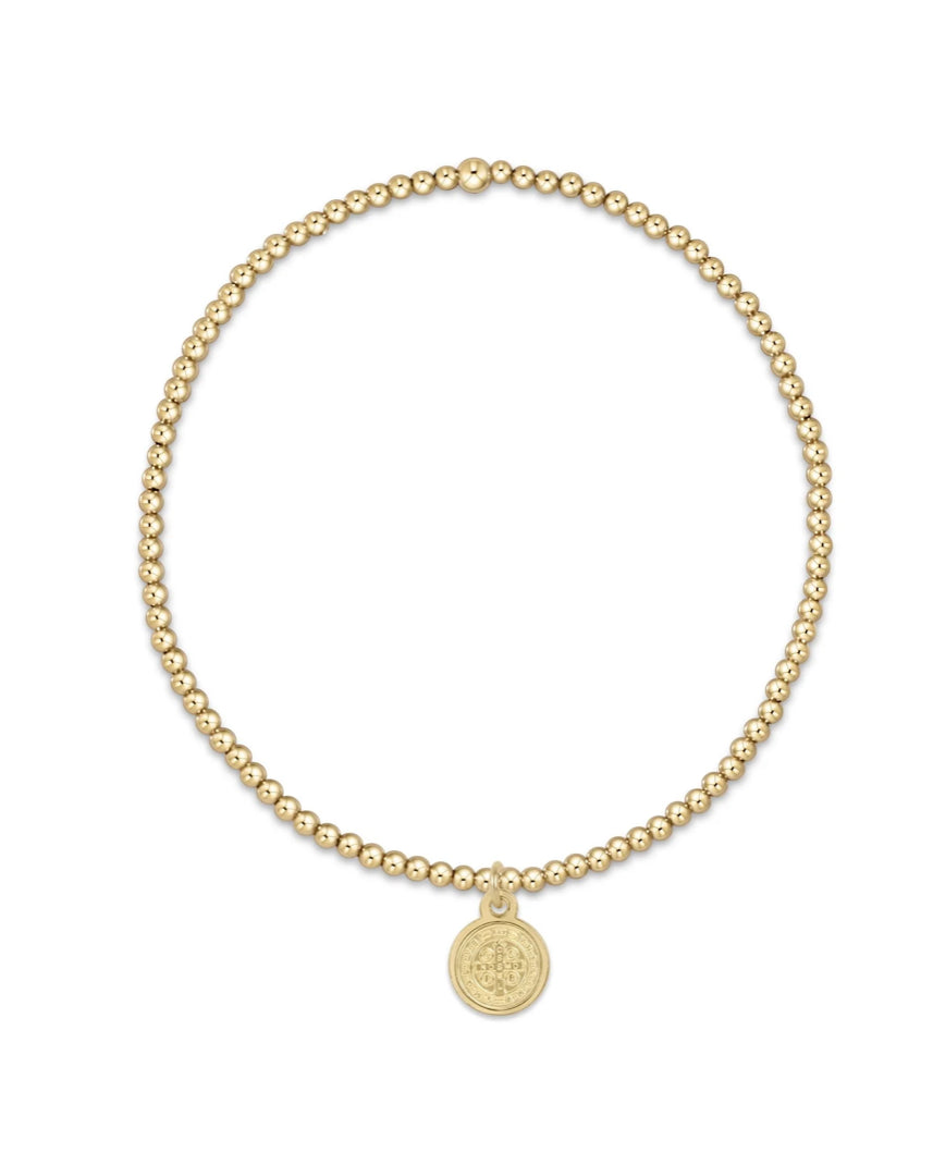 Classic Gold 2mm Bead Bracelet - Blessing Small Gold Disc