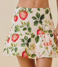 Load image into Gallery viewer, Strawberry Floral Print Tiered Mini Skirt
