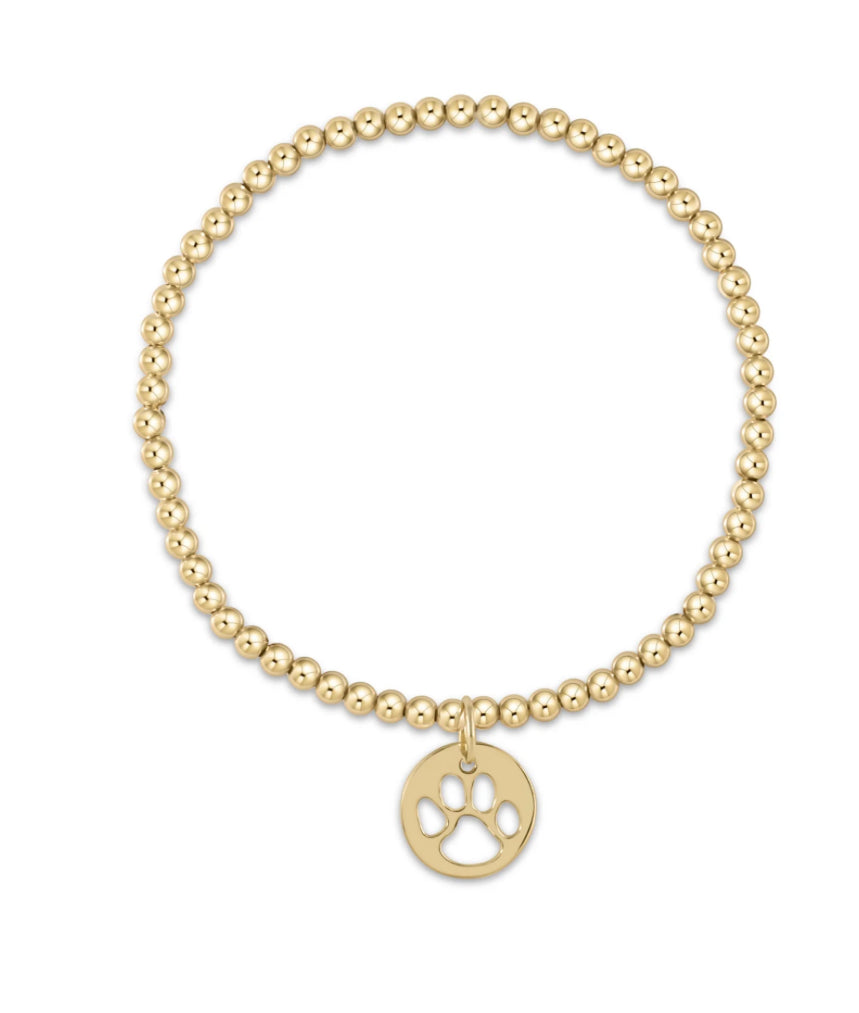 EXTENDS Classic Gold 3mm Bead Bracelet - Paw Print Gold Disc