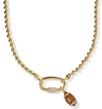 Load image into Gallery viewer, Football Metal Strand Necklace with White CZ
