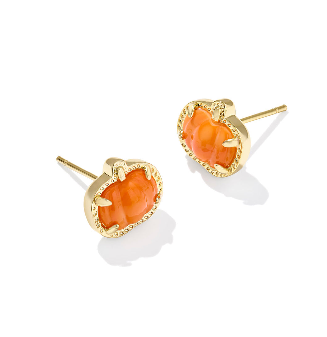 Kendra Scott Gold Pumpkin Stud Earring in Orange Mother of Pearl