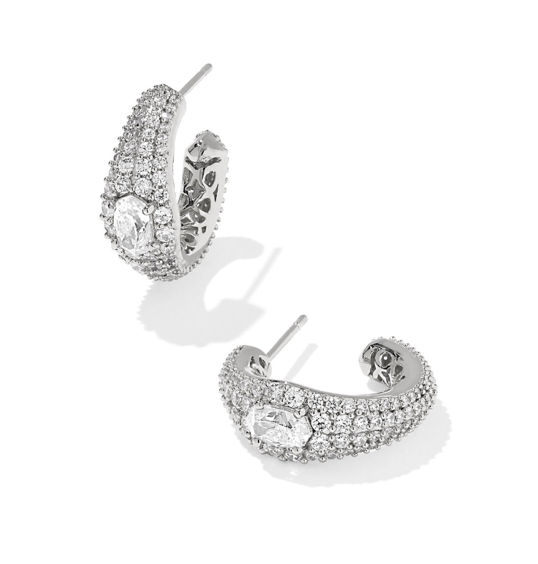 Kendra Scott Bella Silver Hoop in White CZ