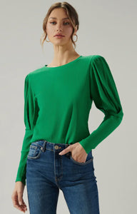 Reverie Ribbed Knit Mutton Sleeve Top