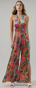 Lilia Tropical Floral Magic Moment Halter Jumpsuit