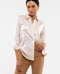 Satin Rolled Sleeve Top