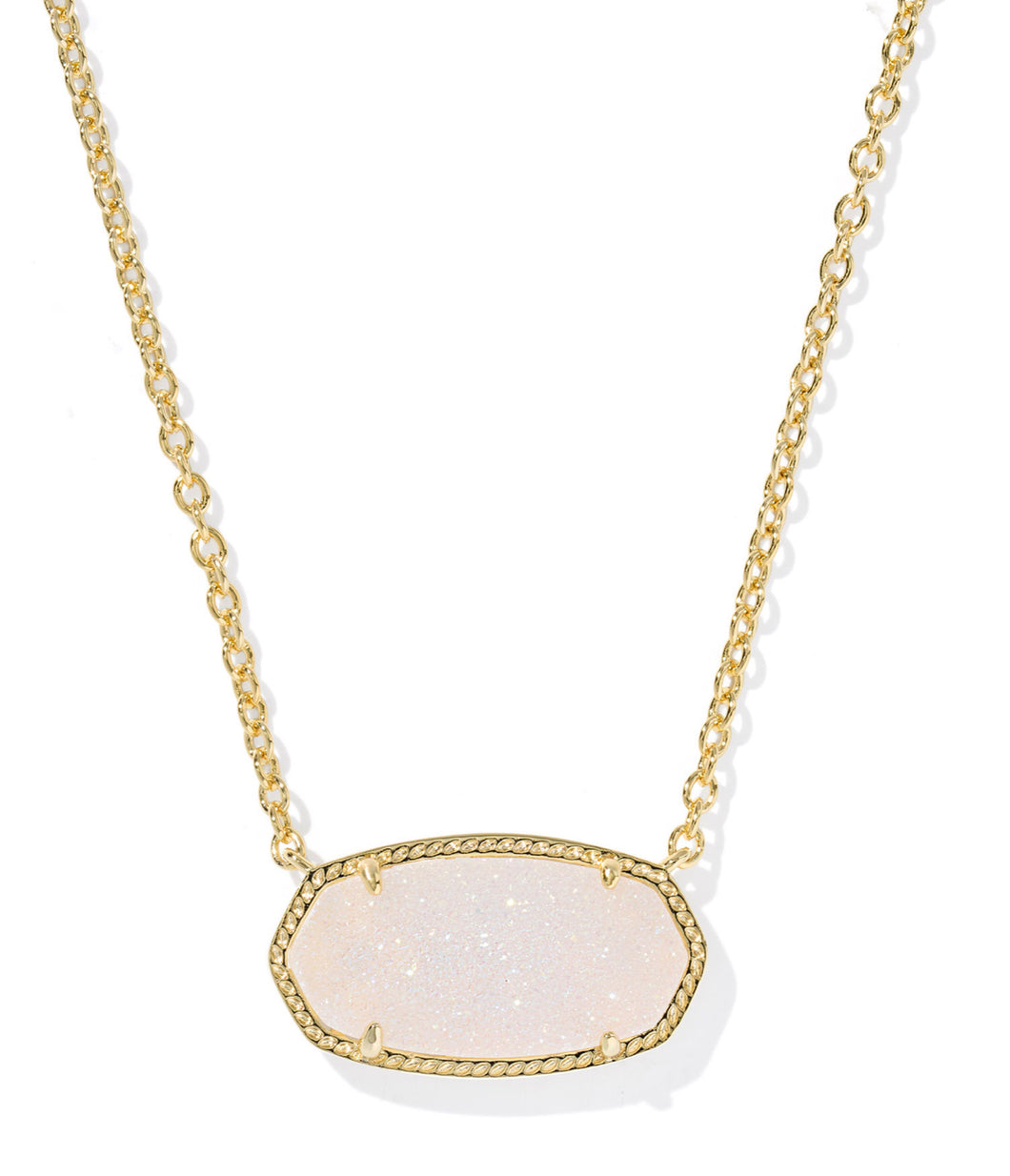 Kendra Scott Elisa Statement Gold Pendant Necklace in Iridescent Drusy