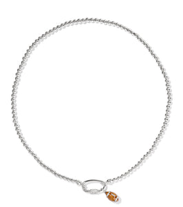 Football Metal Strand Necklace with White CZ