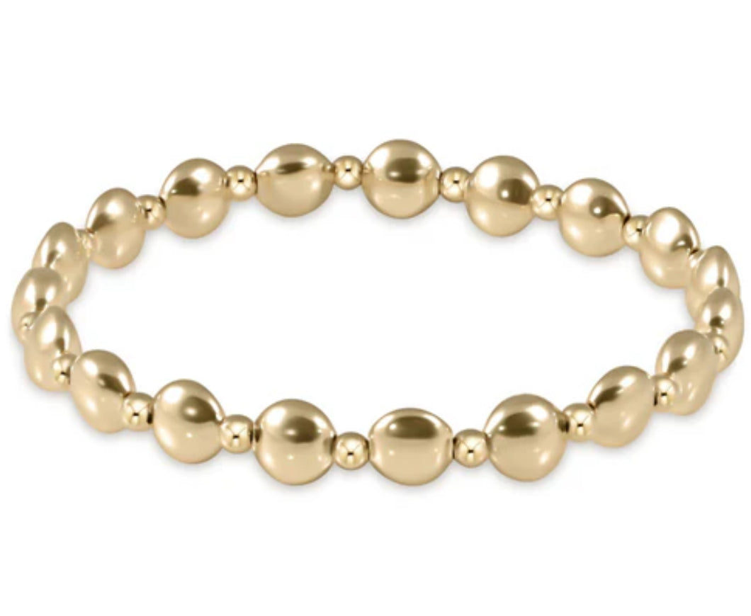 Honesty Gold Grateful Pattern 6mm Bead Bracelet - Extends