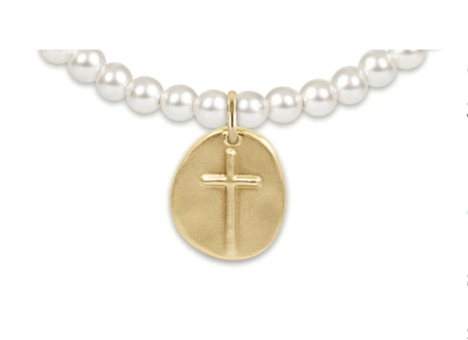 Classic Pearl 4mm Bead Bracelet - Inspire Gold Charm