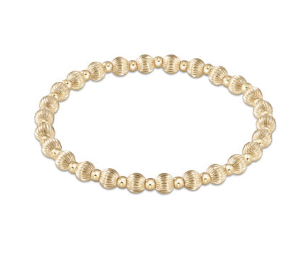 Dignity Grateful Pattern 5mm Bead Bracelet - Gold - Extends
