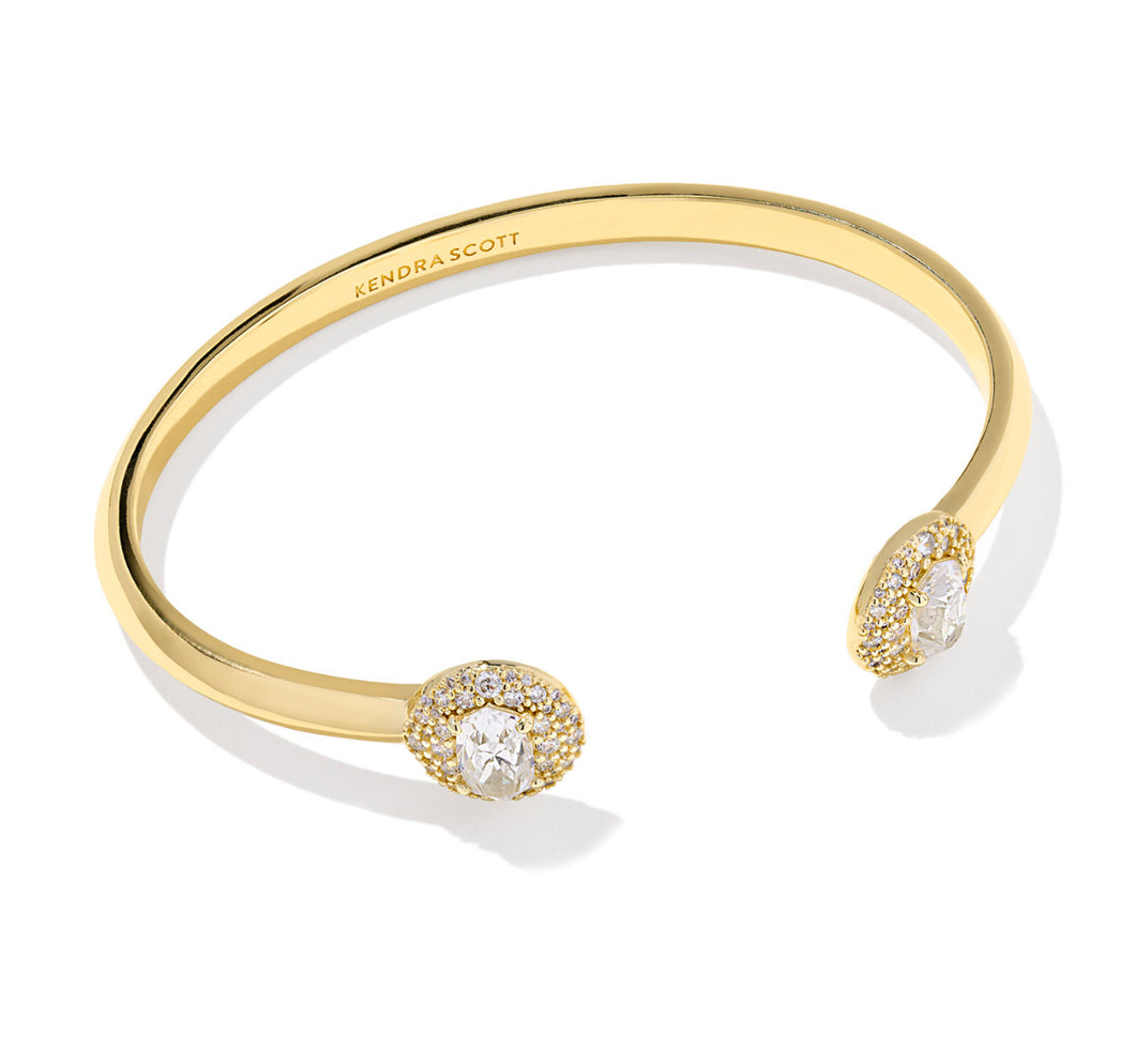 Kendra Scott Bella Gold Cuff Bracelet in White CZ