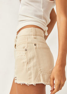 Now or Never Denim Shorts in Ecru