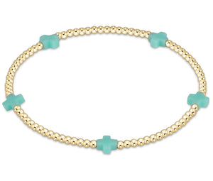 EGIRL Signature Cross Small Gold Pattern 2mm Bead Bracelet - Mint