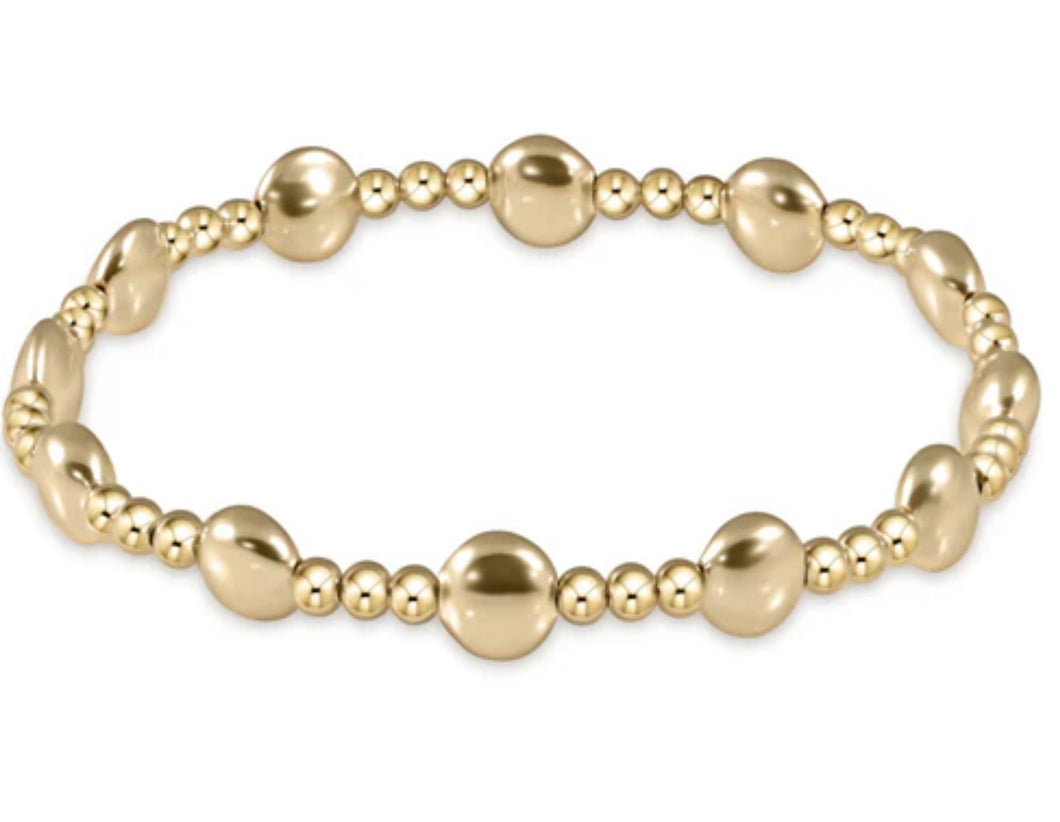 Honesty Gold Sincerity Pattern 6mm Bead Bracelet - Extends