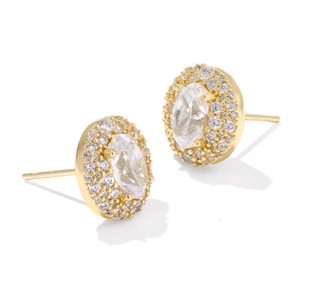 Kendra Scott Bella Gold Stud Earring in White CZ