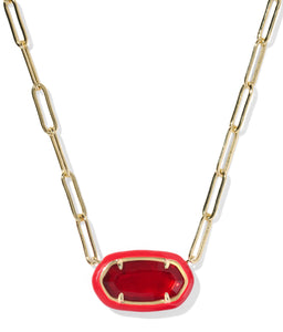 Kendra Scott Elisa Enamel Frame Paperclip Necklace in Gold-Mix