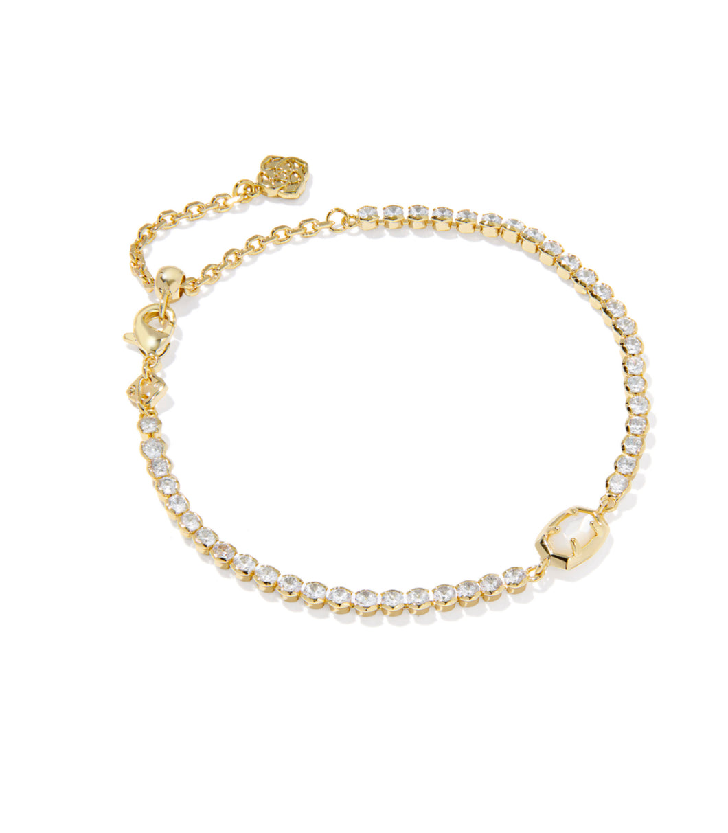 Kendra Scott Emilie Gold Tennis Bracelet in Ivory Mother of Pearl