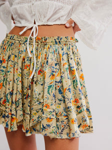 Third Charm Printed Mini Skirt in Green Combo