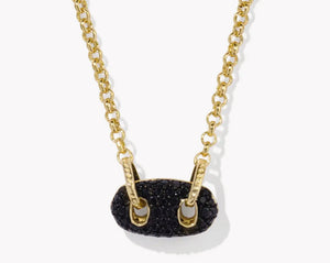 Kendra Scott Bailey Gold Pave Pendant Necklace in Black Crystal