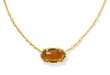 Load image into Gallery viewer, Kendra Scott Elisa Bamboo Frame Necklace in Gold Marbled Amber Illusion
