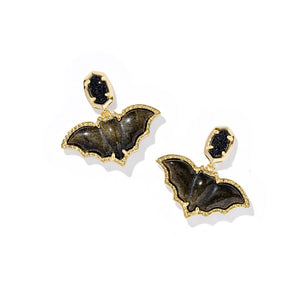 Kendra Scott Bat Gold Drop Earring in Black Mix