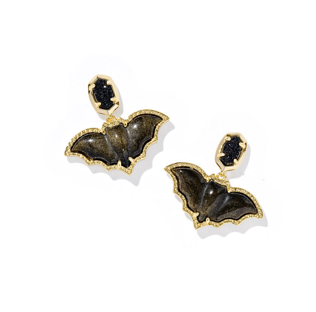 Kendra Scott Bat Gold Drop Earring in Black Mix